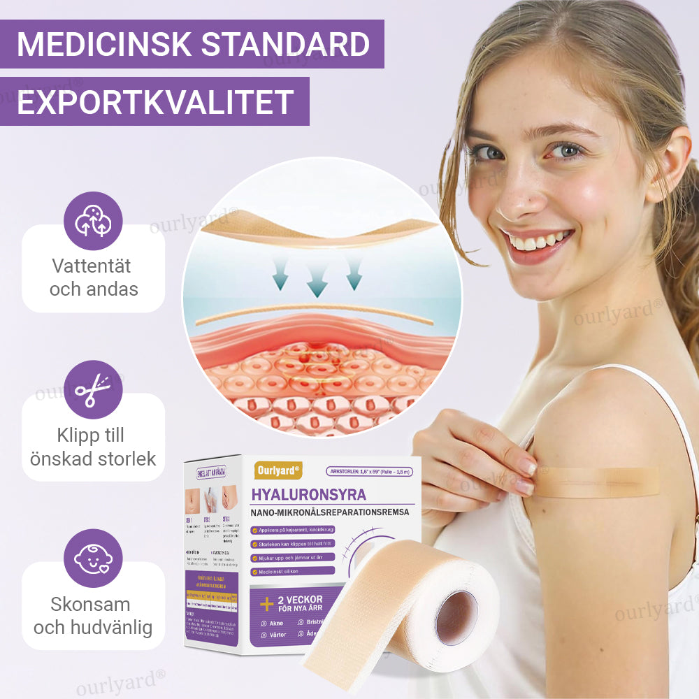✅Officiell butik | Ourlyard® Hyaluronsyra Nano Microneedle Repair Tape🏥(Behandling av gamla och nya ärr, minskning av kirurgiska ärr, bristningar, keloider, akne, brännskador, vårtor, dermatomer och åderbråck)