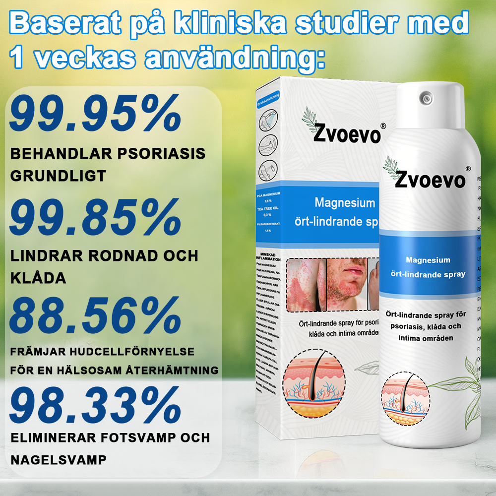 ✅Officiell butik: Zvoevo® Magnesium Herbal Psoriasis Spray ChatGPT said: (Lindrar psoriasis och eksem, förbättrar bakteriella infektioner i genitalområdet, behandlar akne och vårtor, lindrar ledvärk och neuropatisk smärta)
