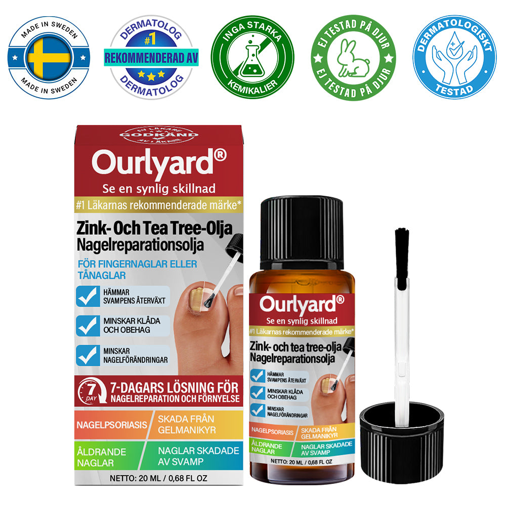 ✅ Tillverkad och skickad från Sverige | Ourlyard® Zink- Och Tea Tree Olja Nagelreparationsolja (Omfattande reparation, kraftfull behandling för alla nagelbesvär) 🍀